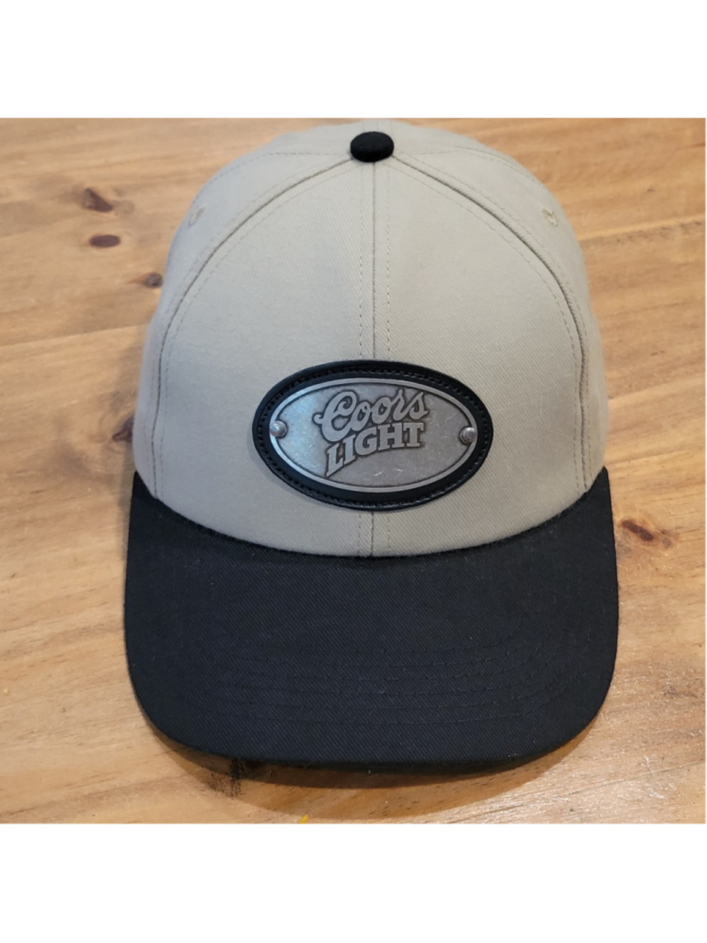 Vintage Coors Light Hat Cap Strap Back Metal Logo Brown Black Beer 90s One Size